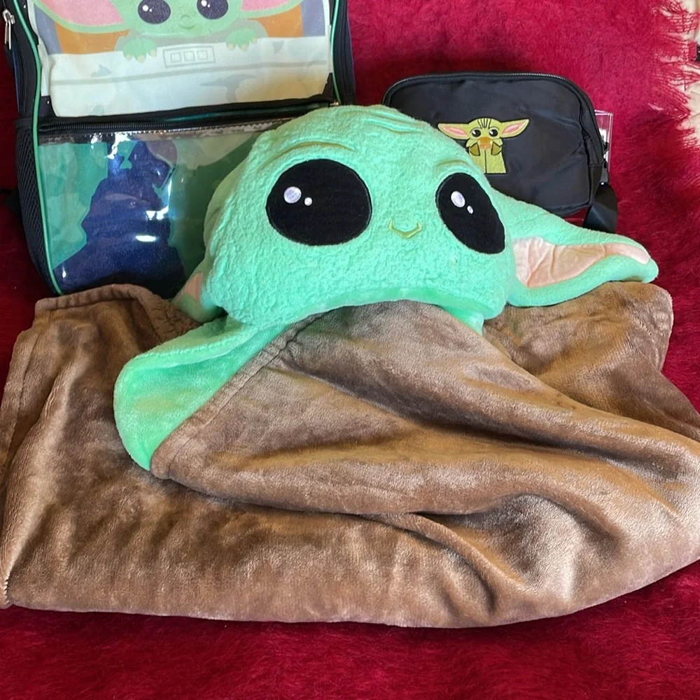 YODA BACKPACK, BELT BAG, and HOODED YODA BLANKET 3 Piece bundle